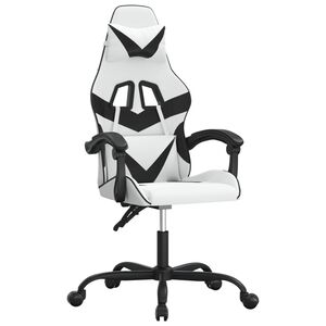 vidaXL drejelig gamingstol kunstl&aelig;der hvid og sort