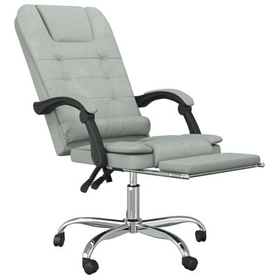 vidaXL kontorstol med massagefunktion fløjl lysegrå