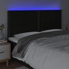 vidaXL sengegavl med LED-lys 160x5x118/128 cm stof sort