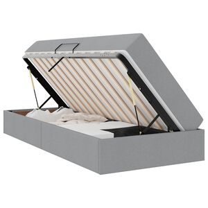 vidaXL Seng med opbevaring og madras Lysegr&aring; 90 x 190 cm Polyester