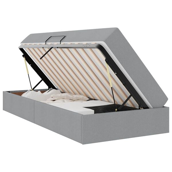 vidaXL Seng med opbevaring og madras Lysegr&aring; 90 x 190 cm Polyester