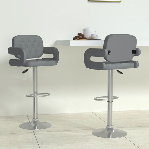 vidaXL barstole 2 stk. kunstl&aelig;der gr&aring;