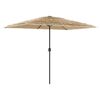vidaXL haveparasol med LED-lys og st&aring;lstang 300x200x250 cm brun
