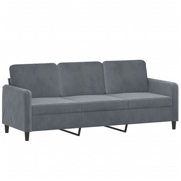 vidaXL 3-personers sofa med fodskammel 180 cm velour mørkegrå