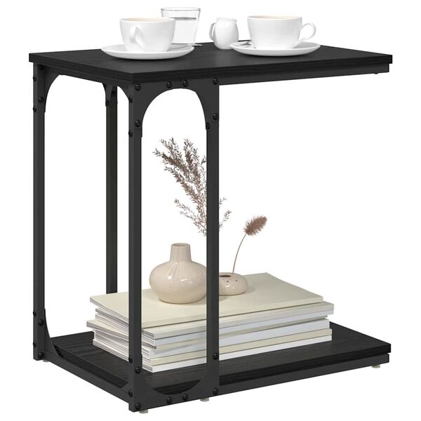 vidaXL Sidebord med hylde Sort eg 50 x 35 x 52 cm Konstrueret tr&aelig;