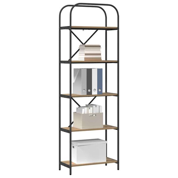 vidaXL Bogreol Artisan Egetr&aelig; 60 x 30 x 183 cm Konstrueret tr&aelig;