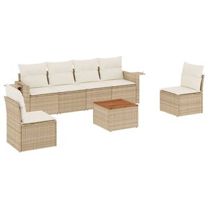 vidaXL sofas&aelig;t til haven 7 dele med hynder polyrattan beige