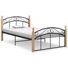 vidaXL sengeramme 120x200 cm metal og massivt egetr&aelig; sort