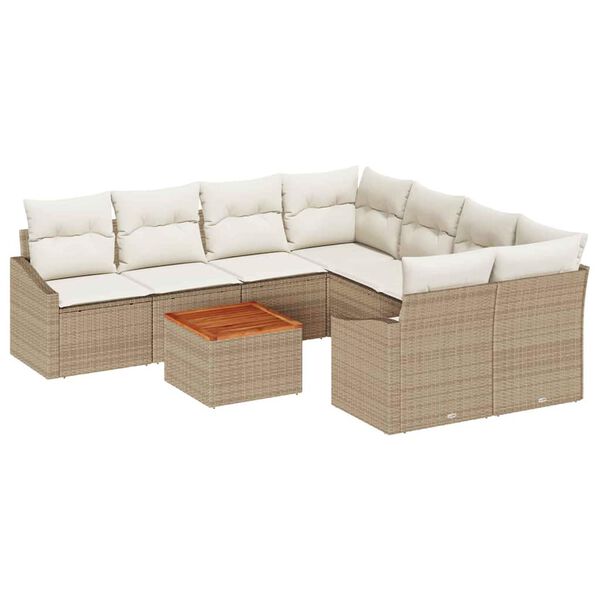 vidaXL Havesofa S&aelig;t med opbevaring 9 pcs Beige og creme polyrattan