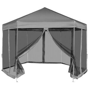 vidaXL pop up-pavillon 6 sidev&aelig;gge sekskantet 3,6x3,1 m gr&aring;