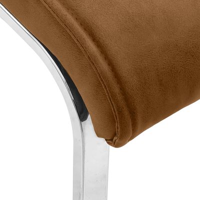vidaXL spisebordsstole med cantilever 4 stk. kunstlæder mørkebrun