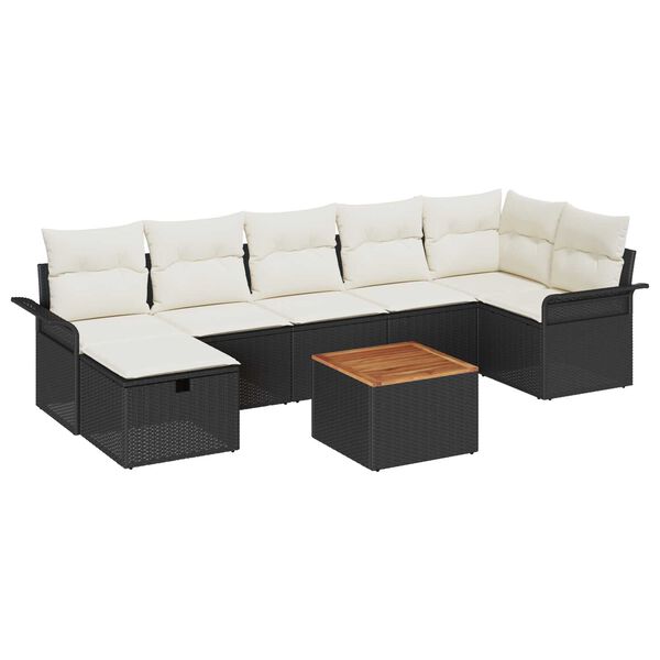 vidaXL Havesofa S&aelig;t 8 pcs Sort polyrattan