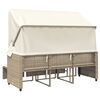 vidaXL 3-personers havesofa med baldakin og skamler polyrattan beige