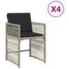 vidaXL havestole 4 stk. med hynder polyrattan lysegr&aring;