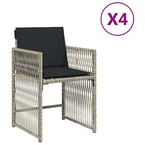vidaXL havestole 4 stk. med hynder polyrattan lysegr&aring;