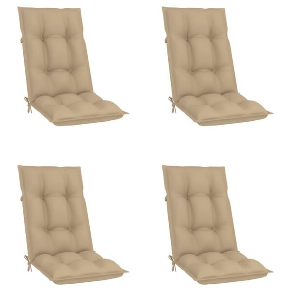 vidaXL positionsstole 4 stk. med hynder massivt teaktr&aelig;