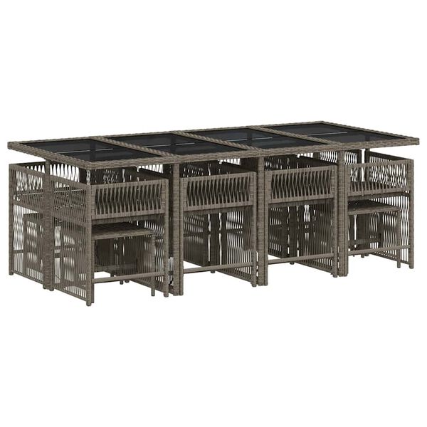 vidaXL spisebordss&aelig;t til haven 13 dele med hynder polyrattan gr&aring;