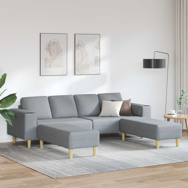 vidaXL Stue Sofa 3 pcs Lysegr&aring; Polyester