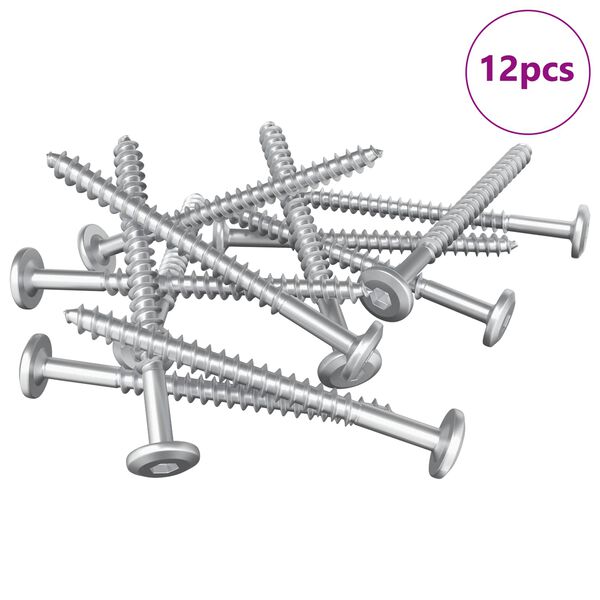 vidaXL Tr&aelig;skruer 12 pcs S&oslash;lv M6 x 70 mm St&aring;l