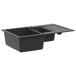 vidaXL K&oslash;kkenvask med to kummer Granit 80 x 50 x 30,5 cm Grafitgr&aring;