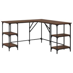 vidaXL skrivebord 139x139x75 cm konstrueret tr&aelig; brun egetr&aelig;sfarve