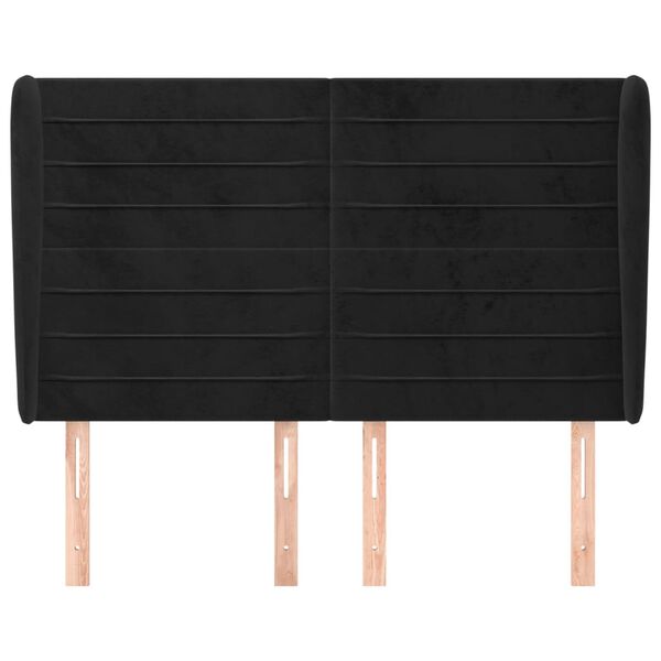 vidaXL sengegavl med kanter 147x23x118/128 cm fl&oslash;jl sort