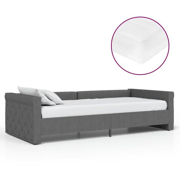 vidaXL daybed med madras og USB 90x200 cm stof m&oslash;rkegr&aring;
