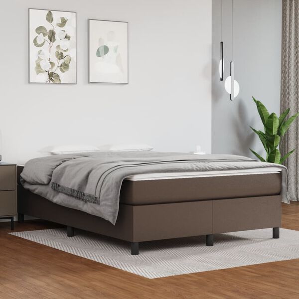 vidaXL Boxspring sengeramme 140x190 cm kunstl&aelig;der brun