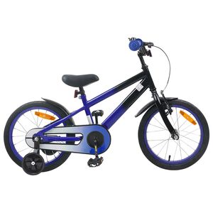 vidaXL B&oslash;rnecykel 16 tommer til 4-6 &aring;r gamle Bl&aring; Sort