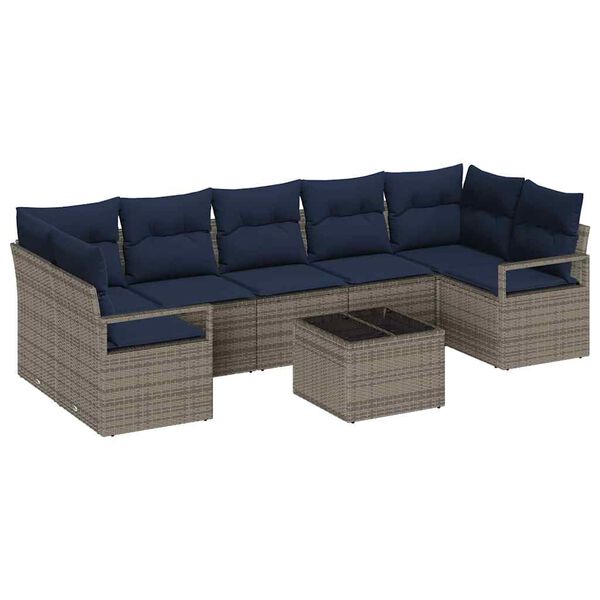 vidaXL Sofa S&aelig;t 8 pcs Gr&aring; polyrattan