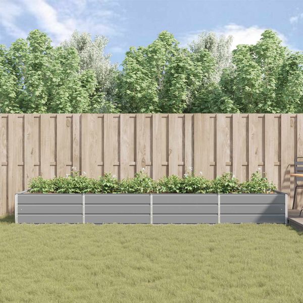 vidaXL Plantekasse Lysegr&aring; 195 x 100 x 45 cm Galvaniseret st&aring;l