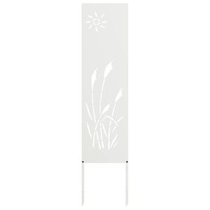 vidaXL Have privatliv sk&aelig;rm Fretwork Hvid 32 x 140 cm Koldvalset st&aring;l
