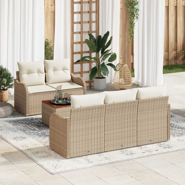 vidaXL Havesofa S&aelig;t 6 pcs Beige Poly rattan
