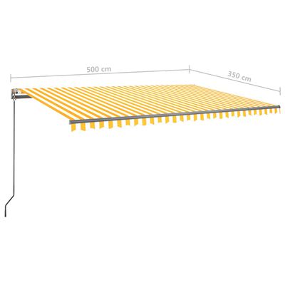 vidaXL markise m. LED-lys 500x350 cm manuel betjening gul og hvid