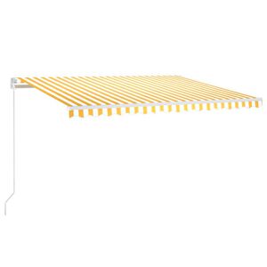 vidaXL markise m. LED 450x300 cm manuel betjening gul og hvid