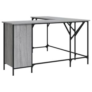 vidaXL skrivebord 141x141x75 cm konstrueret tr&aelig; gr&aring; sonoma-eg