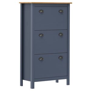 vidaXL skoskab Hill Range 72x35x124 cm massivt fyrretr&aelig; gr&aring;