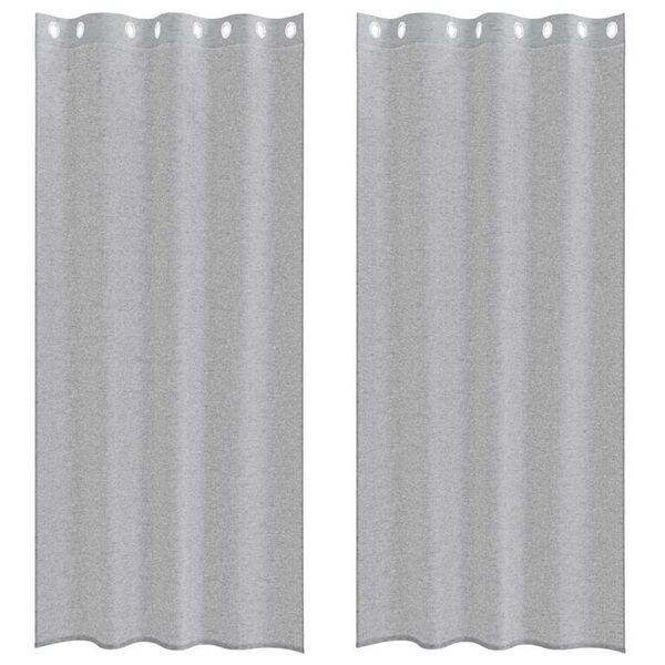vidaXL Voile Gardin med gardiner 2 pcs Mørkegrå 225 x 140 cm Polyester