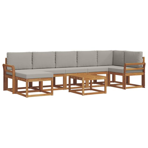 vidaXL Udend&oslash;rs sofagruppe med pude 8 pcs Naturlig og Lys Gr&aring;