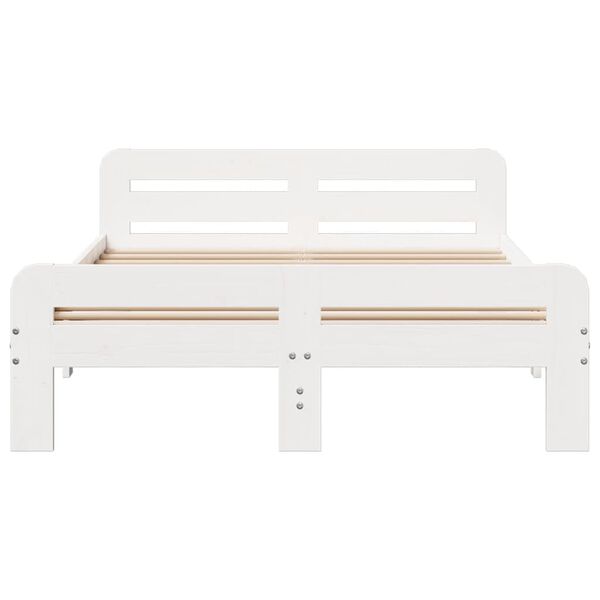 vidaXL sengeramme uden madras 200x200 cm massivt fyrretr&aelig; hvid