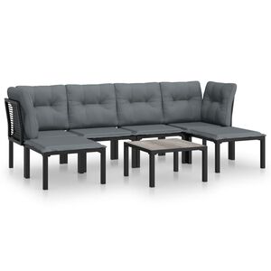 vidaXL lounges&aelig;t til haven 7 dele polyrattan sort og gr&aring;