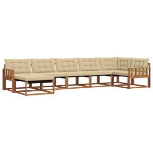 vidaXL Udend&oslash;rs sofagruppe 21 pcs Naturlig og Beige Massivt Akacietr&aelig;