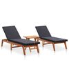 vidaXL liggestole 2 stk. med bord polyrattan og massivt akacietr&aelig;