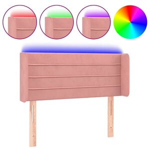 vidaXL sengegavl med LED-lys 83x16x78/88 cm fl&oslash;jl lyser&oslash;d