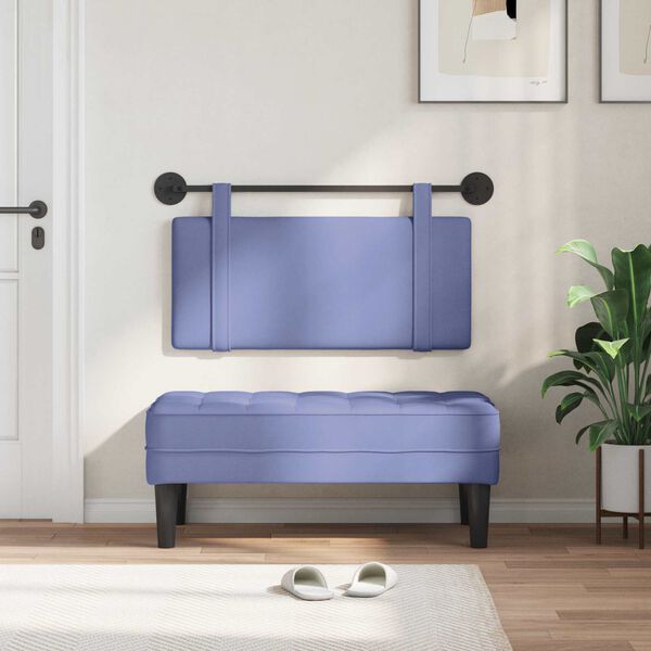 vidaXL H&aelig;ngende Hovedgavl V&aelig;gmonteret Jeans bl&aring; 100 x 55 x 5 cm Stof