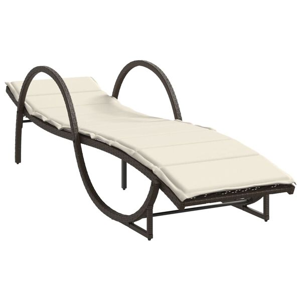 vidaXL liggestol med hynde 60x199x42 cm polyrattan brun