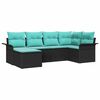 vidaXL Havesofa S&aelig;t 6 stk. Sort polyrattan