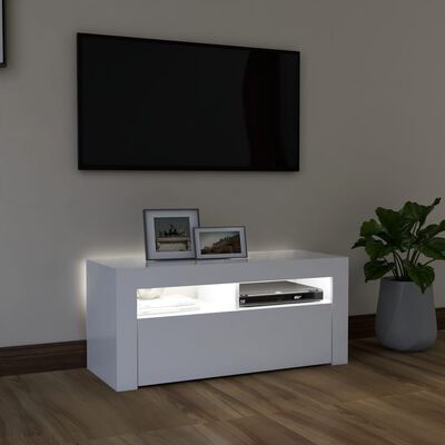 vidaXL tv-skab med LED-lys 90x35x40 cm hvid