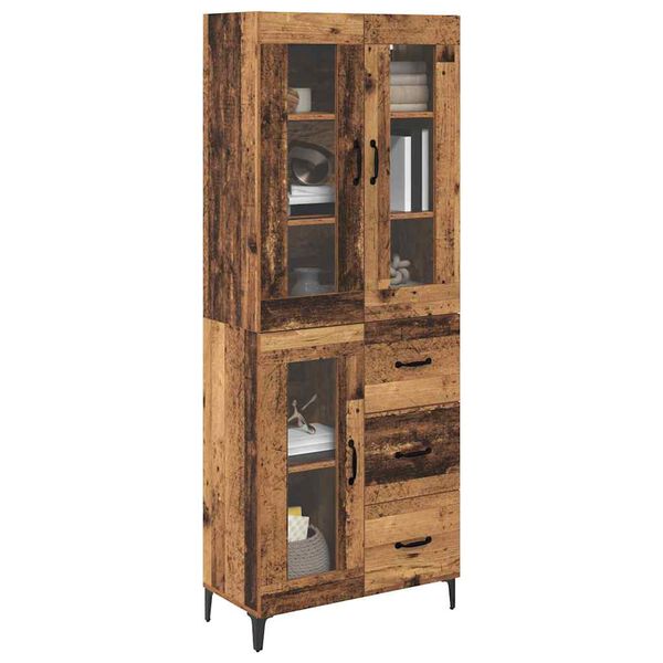 vidaXL Highboard Gammelt tr&aelig; 69,5 x 34 x 180 cm Konstrueret tr&aelig;
