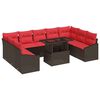 vidaXL Sofa S&aelig;t 10 stk. 9-Antal s&aelig;der Brun og R&oslash;d polyrattan